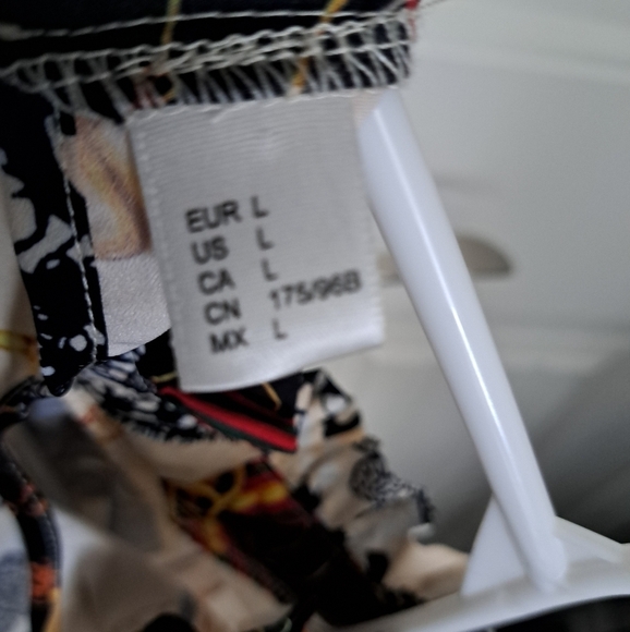 Ladies lightweight blouse high neck ruffle western abstract BOHO SHIRT size LG - Picture 6 of 8